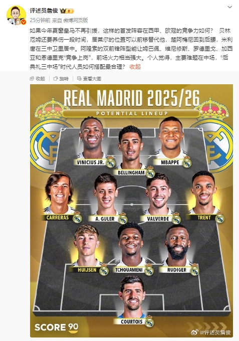 皇马火力全开中场隐忧 詹俊解析后典礼时代挑战
